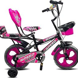 Kaashnic Kids Cycle 14T with Training Wheels Double Gaddi (90% Assembled) for Boys and Girls (Pink)-image-4