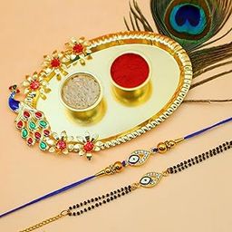 JAIPUR ACE Boy's Rakhi Combo Set of Premium Floral Bracelet Cum Rakhi Elegant Beads Rakhi with Golden Pooja Thali and Roli for Bro/Brother/Bhaiya/Bhai/Rakshabandhan-image-70