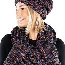 Hat Scarf Glove Set for Women Christmas Gifts Winter Matching Beanie Infinity Scarf Texting Gloves-image-65