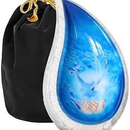 Trupoint Memorials Cremation Urns for Human Ashes, Decorative Burial Urn for Adult Men & Women – Large, White Blue Teardrop Dove-image-28