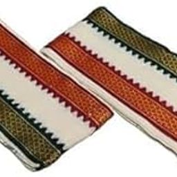 Shri Bhargavas Traders | Cotton Angavastram with Red & Green Border | Handloom Weaved Angavasthram | Pack of 2-image-3
