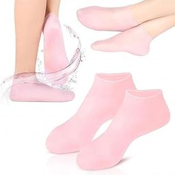 HASTAM AYURVEDA Silicone Moisturizing Socks Silicone Socks for Women Spa Pedicure Gel Socks for Dry Cracked Feet Anti Slip Aloe Socks (HEAVY QUALITY) (FULL SIZE) (1 PAIR 100 GRAMS WAIGHT)-image-1