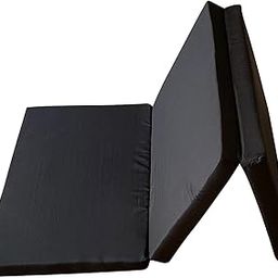 Black 3 Fold Tri Folding Medium Hard EPE Foam 2 Inch Thickness Floor Light Weight Foldable Movable Cot Mattress, Bed Mattress for Travel, Picnic, Yoga Mat (Mattresses 2 inch Single Bed)-picture-1