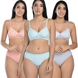 Lingerie Set Full Coverage Padded Bra and Hipster Panty // Lingerie Set Combo (Pack of 3)-image-10