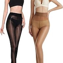 Shiny Oil 2 Pack Ultra Shiny High Waisted Sheer Tights for Women Girls-11