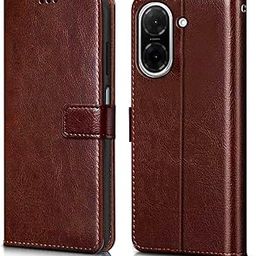 WOW IMAGINE Shock Proof Flip Cover Back Case Cover for Redmi A5 | Poco C71 (Flexible | Leather Finish | Card Pockets Wallet & Stand | Chestnut Brown)-image-9