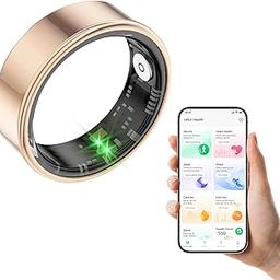 MERNEUO Smart Ring, Health and Fitness Tracker with Heart Rate, Blood Oxygen, Blood Pressure, Sleep Monitoring, IP68 Waterproof, Gold-image-10