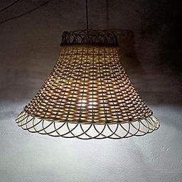 B PLUS A TRADERS Bamboo Rattan Cane Handmade Hanging Lamp Shade, Medium, 2pc (9x29x10inch), Pack of 3 pcs-image-6