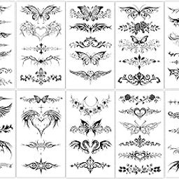S.A.V.I 10 Sheets Black Butterfly Temporary Tattoos for Women & Girls – Waterproof Body Art Stickers | Long-Lasting, Non-Toxic Tattoo for Wrist, Neck, Back | Easy to Apply & Remove – 12x6.8cm-image-20