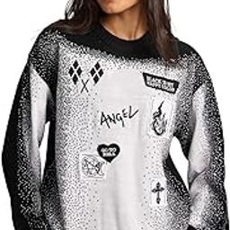Knitted Sweater: Fallen Angel Women and Girls Long Sleeves Round Neck White Acrylic Oversized Sweaters-5
