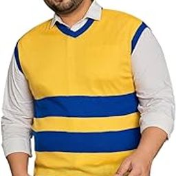 Men Plus Size Striped Yellow Sweater(Laverton,Yellow,4XL)-16