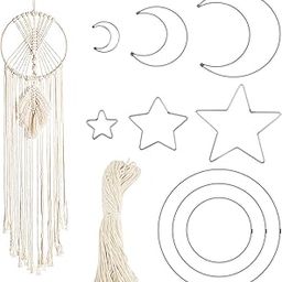 10pcs Dream Catcher Metal Rings Macrame Rope Set- 9pcs Silver Circle Half Moon Star Shaped Dream Catcher Hoop in 3 Sizes+ 55 Yard Cotton Macrame Rope for DIY Wreath Hanging Ornaments Handmade Craftin-image-29