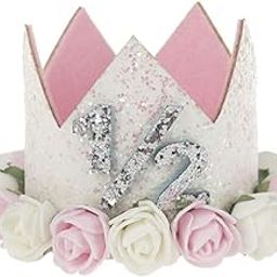 SIDDIVA Birthday Cap for Babies (6 Months) / Birthday Hairbands/Headbands for Baby (6 Months) Crown Style Headbands/Hairbands (6 Months) (Pure White)-image-13