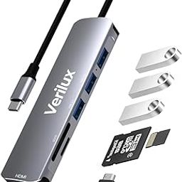 USB C Hub Multiport Adapter- 6 in 1 Portable Aluminum Type C Hub with 4K HDMI Output, USB 2.0/3.0 Ports, SD/Micro SD Card Reader Compatible for MacBook Pro 2016-2020, MacBook Air 2018-2020, Type-C Devices-2