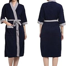 CREEVA Everyday Unisex Micro Terry Bathrobe Collection With kimono collar and 1 Pocket, 3/4 Sleeve Bath Robe Super Soft-image-13