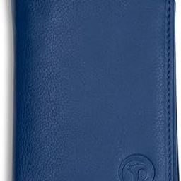 Men's Genuine Leather Notecase – 8 Card Slots, Coin Pocket, 3 ID Windows, Zip & Hidden Compartments – Multi-Function Leather Wallet for Daily Use (Royal Blue)-23