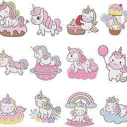PATPAT® Cartoon Unicorn Diamond Painting Sticker Set of 12pcs Unicorn Diamond Painting Sticker for Kids Phone Case Sticker Self-adhesive Color Unicorn Diamond Painting Sticker-image-27