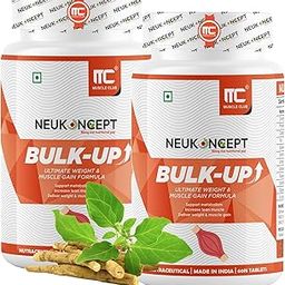 MuscleClub Neukoncept Bulk-Up (120 Tabs) - Helps in Weight Gain | Ayurvedic Muscle Gainer for Digestion & Muscle Mass | Blend of herbs with Ashwagandha, Satavari & Digestive Enzyme-30