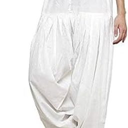 Women Cotton Mid Rise Relaxed Patiala Salwar(Free Size) Length (38" inch) Waist (26" to 34" inch) (White)-image-93