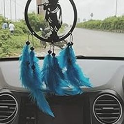 Jaini Enterprise Car Hanging Accessories god Krishna Dream Catcher Hanging god for car Made with Acrylic Material (Krishna)-picture-6