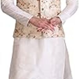 Men's Dupion Silk Kurta Churidar Pyjama with Ethnic Bundi Nehru Jacket/Waistcoat-picture-18