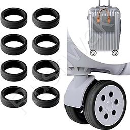 Luggage Wheel Silicone Protector Cover 8PCS Trolley Wheel Cover Silicone Shock Absorption Wheel Cover for Trolley Bag Suitcase Wheel Cover Silicone for Most 8 Spinner Wheel Bag/Chair (Black)-picture-23
