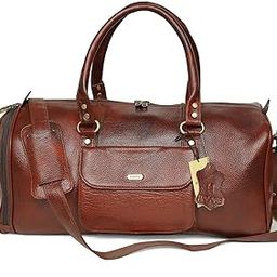 Habarie Genuine Leather Gym Bag with Separate Shoe Compartment & Detachable Strap, Mini Duffle Bag Unisex with Mini Front Pocket, Strong and Durable Everyday Gym Partner, Color : Brown 503-image-15