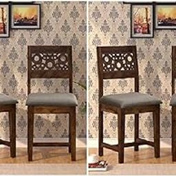 Vivek Wood Solid Sheesham Wood Dining Chairs Only | Wooden Set of 4 Dinning Chair for Kitchen & Dining Room | Chairs with Cushion | Rosewood, Provincial Teak Finish-32