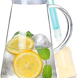 Suteas 2.0 Liter 68 Ounces Gallon jug hot Cold Water ice Tea Wine Coffee Milk and Juice Beverage Ca Glass Pitcher with lid Covered, Clear-4