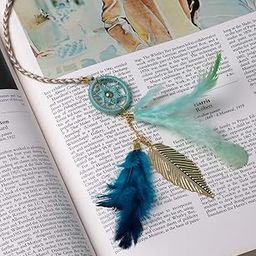 Rooh Dream Catcher ~ Vintage Blue Bookmark ~ Handmade Hangings for Positivity (Can be Used as Home Decor, Gift, Wall Hangings, Meditation Room, Yoga Temple, Wind Chime & Car Feather Hanging)-image-46