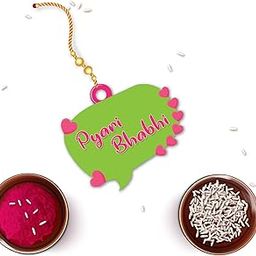 Pyari Bhabhi Lumba Rakhi for Bhabhi | Set of 1 pc with Roli/Kumkum- Chawal| Kids, Girls Designer, Fancy, Fun, Movie Wooden Rakhi Set| with Raksha Bandhan Greetings-image-10