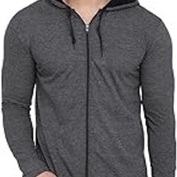 blisstone Men’s Full Sleeve Zip-Up Hooded T-Shirt | Slim Fit Cotton Hoodie for Casual & Active Wear Grey-picture-43