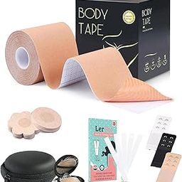 Boob Tape Kit - Breathable Instant Boob Tape with 10 Nipple Pasties for Fashion, 50 Strips Double Sided Fashion body Tape for women Clothes,1 Pair Reusable Nipple Cover reusable for Women-image-41