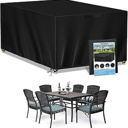 Outdoor Furniture Covers for Patio Furniture, Outdoor Table Cover Suitfor Dinner Table Set For 6, Patio Cover With Elastic Hem Drawcords, Handles, Click-Close Straps 71"L X 47"W X 29"H-image-62