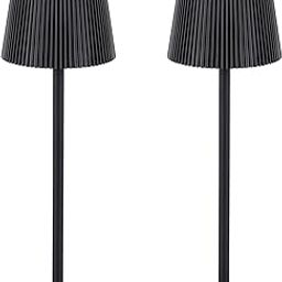 LUTEC 2 Pack Cordless Table Lamp,6000mAh Rechargeable Battery Operated Desk Lamp,Two Adjustable Heights,Waterproof, Touch Control & 3 Color Stepless Dimming for Restaurant/Bedroom/Bars/Outdoor (Black)-17