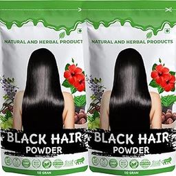 Black Hair Powder | Black Henna | Black Dye | Hair Care | Hair Growth | Hair Fall | Hair Color | Hair Conditioner | Hair Strong | Women | Men | Black Mehandi - 50 Gram(Pack of 2)-image-0