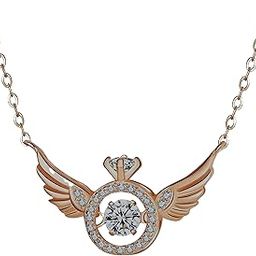 Crystalane Angel Wings Pendant for women Angel Wings Moving Crystal Pendant for Girls Moving Crystal RoseGold Pendant-image-12