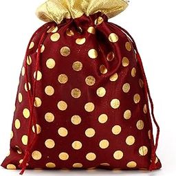 Women’s Ethnic Rajasthani Polka Dots Potli Bag for Return Gifts Wedding Gift for mom Potli Purse Gift Bags – Maroon Polka 500 gms Medium (18cmx23cm)-image-65