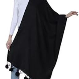 Womens Woolen Shawl | Stylish Woolen Stoles | Winter Shawl for Womens & Girls (Black)-30