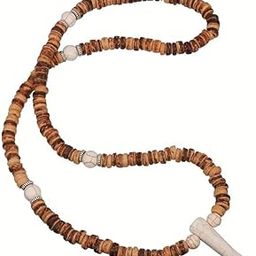 TRIBAL COCONUT WHITE HORN - Beaded Necklace with stone beads Horn Tooth Pendants for Mens & Boys (24 inch)-18