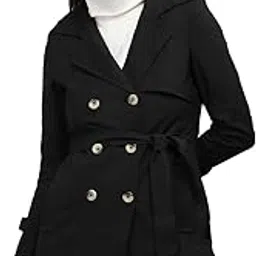 honnete Double-Breasted Solid Casual Trench Winter Coat with Belt for Women-picture-47