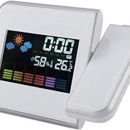 Digital Calendar, Practical Projection Function Multi-Function USB Charger Weather Projector, for Bedroom for Home Indoor Outdoor(White)-image-76