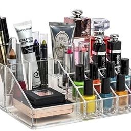 VANDU 16 Compartment Acrylic Cosmetic Makeup Jewellery Lipstick Storage Organiser/Holder Box, 22x13x8 cm-image-80