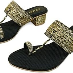 Women's Jute Kolhapuri Slip-Ons Low-Heel Block Sandals - (11848) | VEERA | College, Office, Shopping, Outdoor, Ethnic and Fashion Sandals for Women | Heel Height: 2 inches-image-52