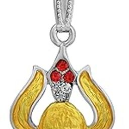 Silver Plated, Golden Enamel, Trishul and Shiving, Mahadev Bholenath Shiv Hindu God Pendant Temple Jewellery for Men and Women-picture-45