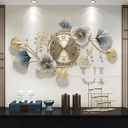 URBAN INSPIRATIONS Metal Wall Clock Big Antique Decorative Home Interior Stylish Watch & Silent Machine Gold for Bedroom/Living Room/Dining/Office/Cafes/Restaurant/Hotels/House/Hall Items 70cm, Analog-28