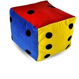 Atpata Funky Jumbo 5 Inch Plush Toy Dice Cube - Soft Velvet Educational Fun Toy for Kids - Bright Red, Blue, Yellow Colors - Fluffy Fiber Filling - Dice Shape Pillow for Playrooms & Board Games-image-11