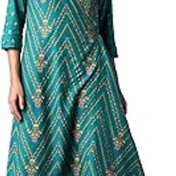 Teal Green Angrakha Jumpsuit in Round Neck-image-1