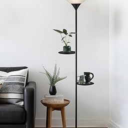 Homesake Sky Dome Standing Incandescent Lamps with Acrylic Shade,Modern Floor Lamp for Living Room, Bedrooms, Office (Duo Shelf Black)-14
