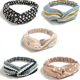 Soft Fabric Headbands for Women | Criss Cross Turban Korean Knotted Boho Stretchy Headwrap Scarf Headwrap Bandana | Workout Head Wraps | Stylish Hair Accessories for Girls, Assorted (Set of 5)-image-51